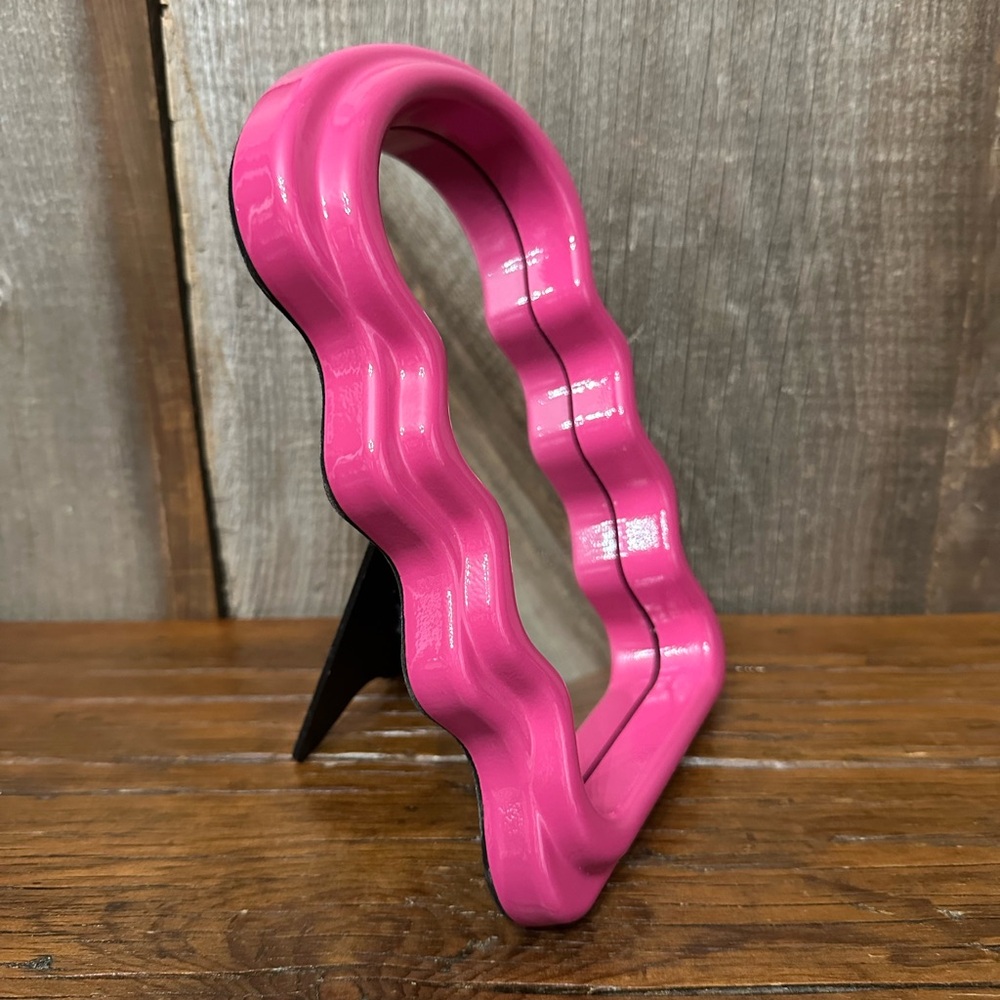 Scalloped Mirror in Hot Pink Wall Hanging or Tabletop